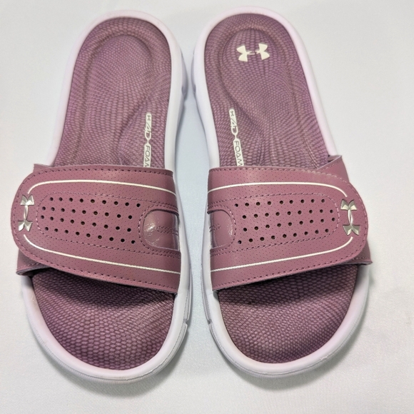 Under Armour Shoes - Under Armour Velcro-Adjustable Slides Sandals with Memory Foam, Pink, Size 6